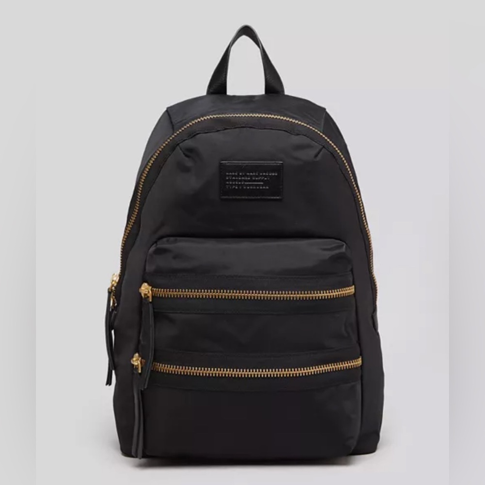 MARC JACOBS Domo Arigato Packrat Black Nylon Backpack With Leather Trim